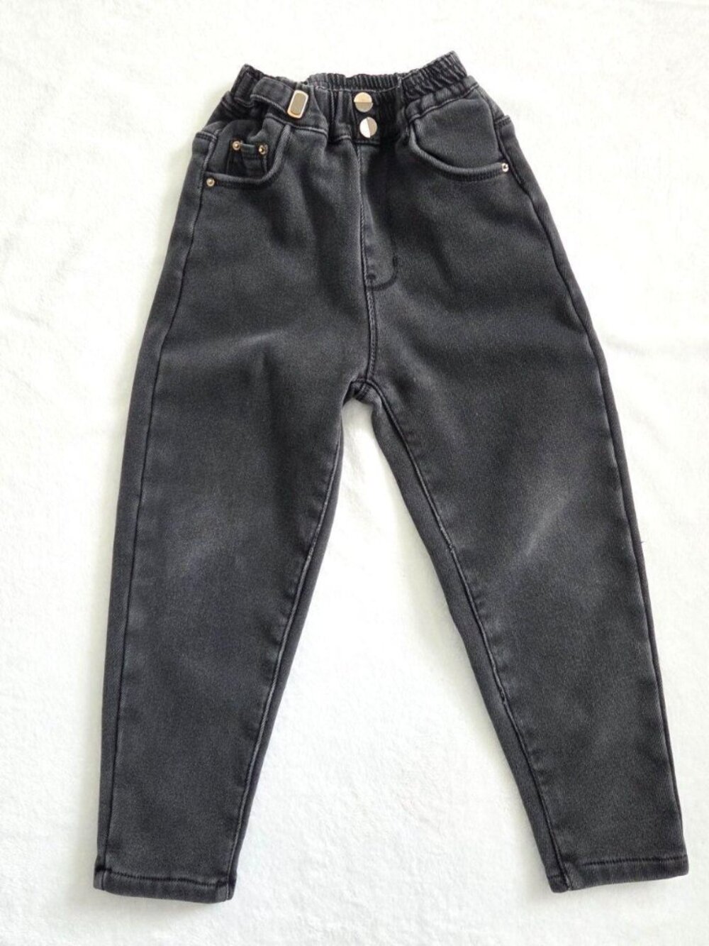 Vintage Girls Black Utility Jeans Size 23 Fleece Lined 90s Streetwear Cargo Kids